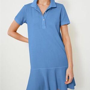 Kissonic Women's Polo Dress Short Sleeve Ruffle Hem Casual mini shirt  dress NWT